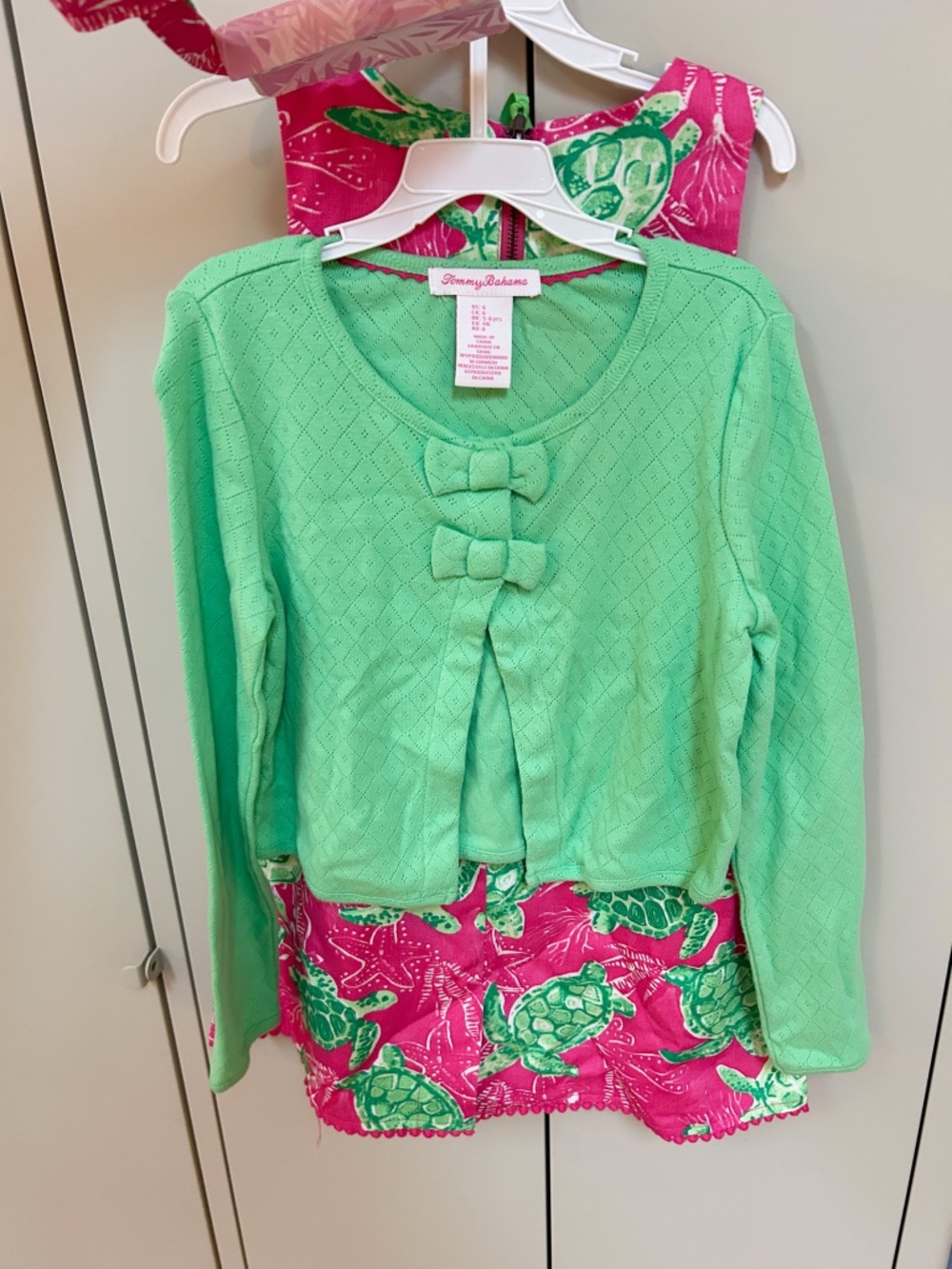NWT Tommy Bahama kids sea turtle dress, hot pink & green-sz 6, purse&cardigan - Picture 3 of 10